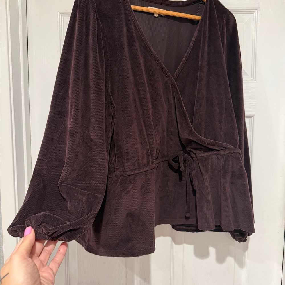 Madewell Dark Brown Wrap Blouse